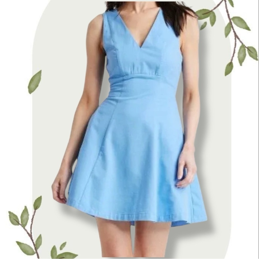 A New Day Blue Sleeveless Fit and Flare Preppy Mini Dress- Size 4